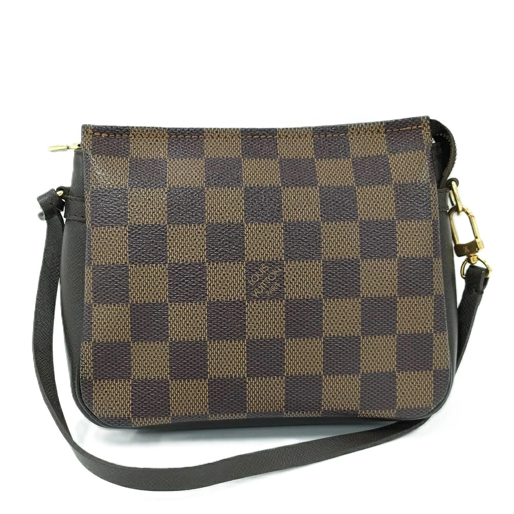 Louis Vuitton Trousse Makeup Handbag Accessory Pouch Clutch Damier Ebene Brown